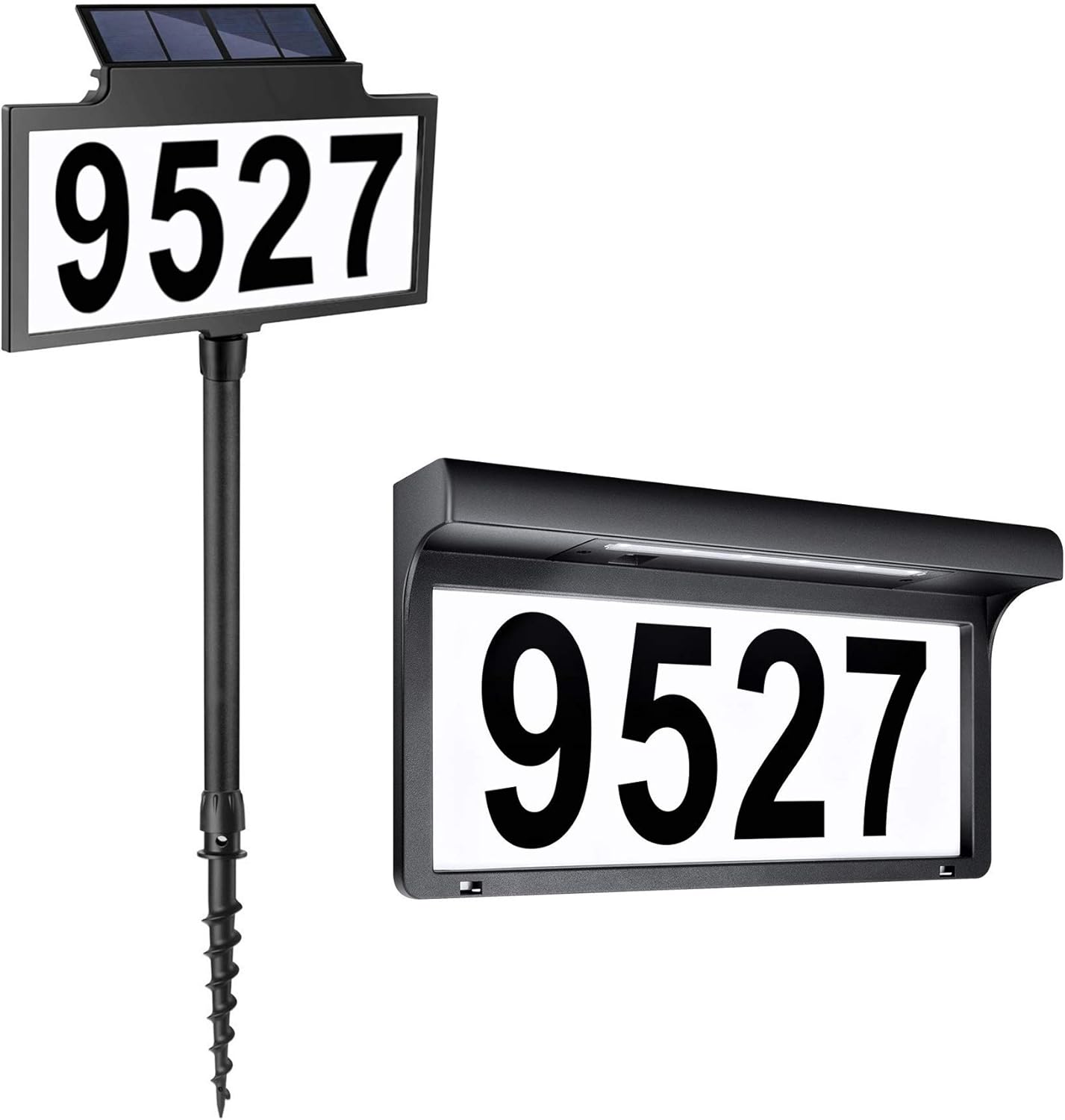 LeiDrail Solar Powered House Numbers & Address Sign LED Outdoor Plaque Lighted Up for Home Yard Street