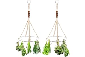 2 Pcs Hanging Drying Rack - Boho Macrame Mobile Flower Drying Hanger