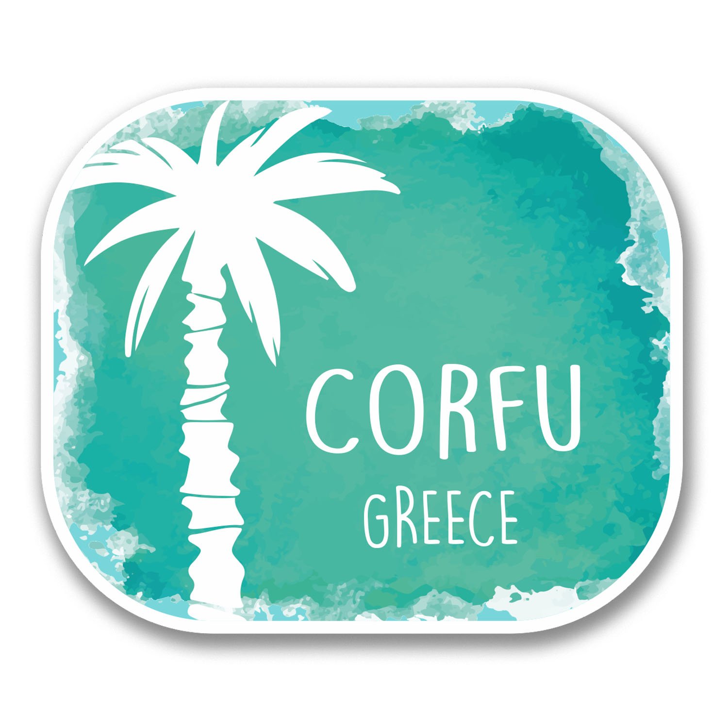 2 x 10cm Corfu Greece Vinyl Sticker Decal Laptop Travel Luggage Greek Fun #6327 (10cm Wide x 8.5cm Tall)
