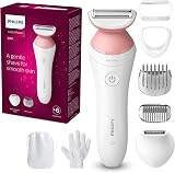 PHILIPS Lady Shaver Series 6000 Wireless Razor with 6 Accessories Body Exfoliating Glove Bikini Zone Trimmer (Model BRL146/00), White/Pink - 1