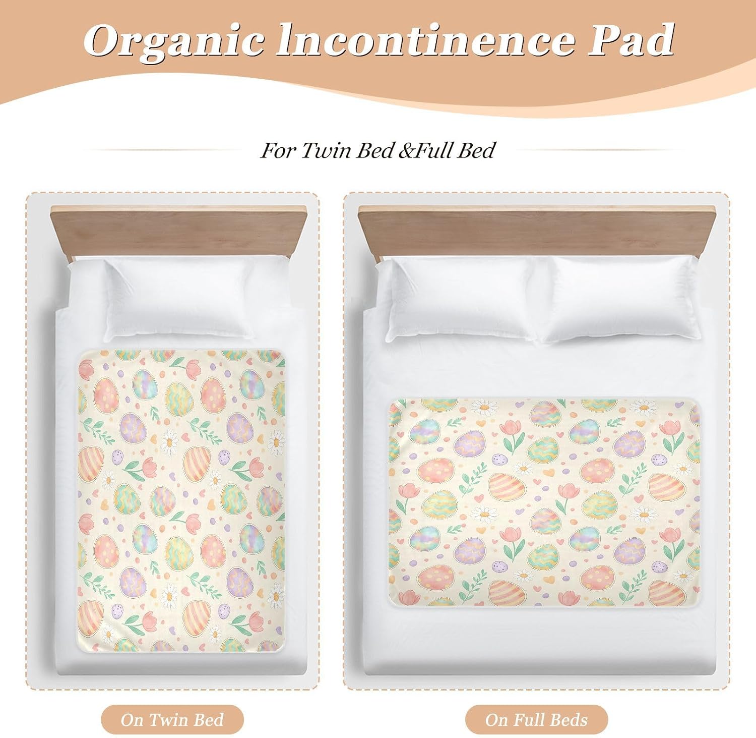 CEBUGI 34” x 52”Washable Underpads Heavy Absorbency Waterproof Incontinence Bed Pads Easter Eggs Pee Pads for Adults Kids and Baby