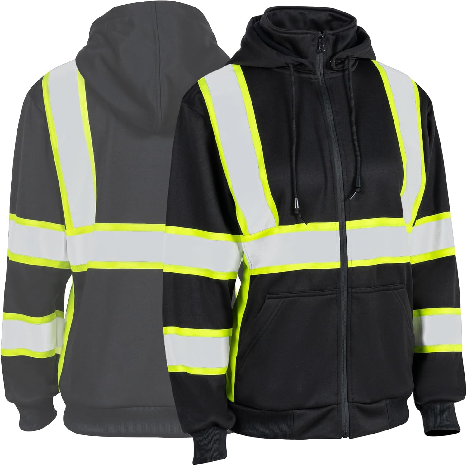 Women Hi Vis Hoodie Reflective ANSI Class Safety Fleece Jackets High Visibility Work Sweatshirts