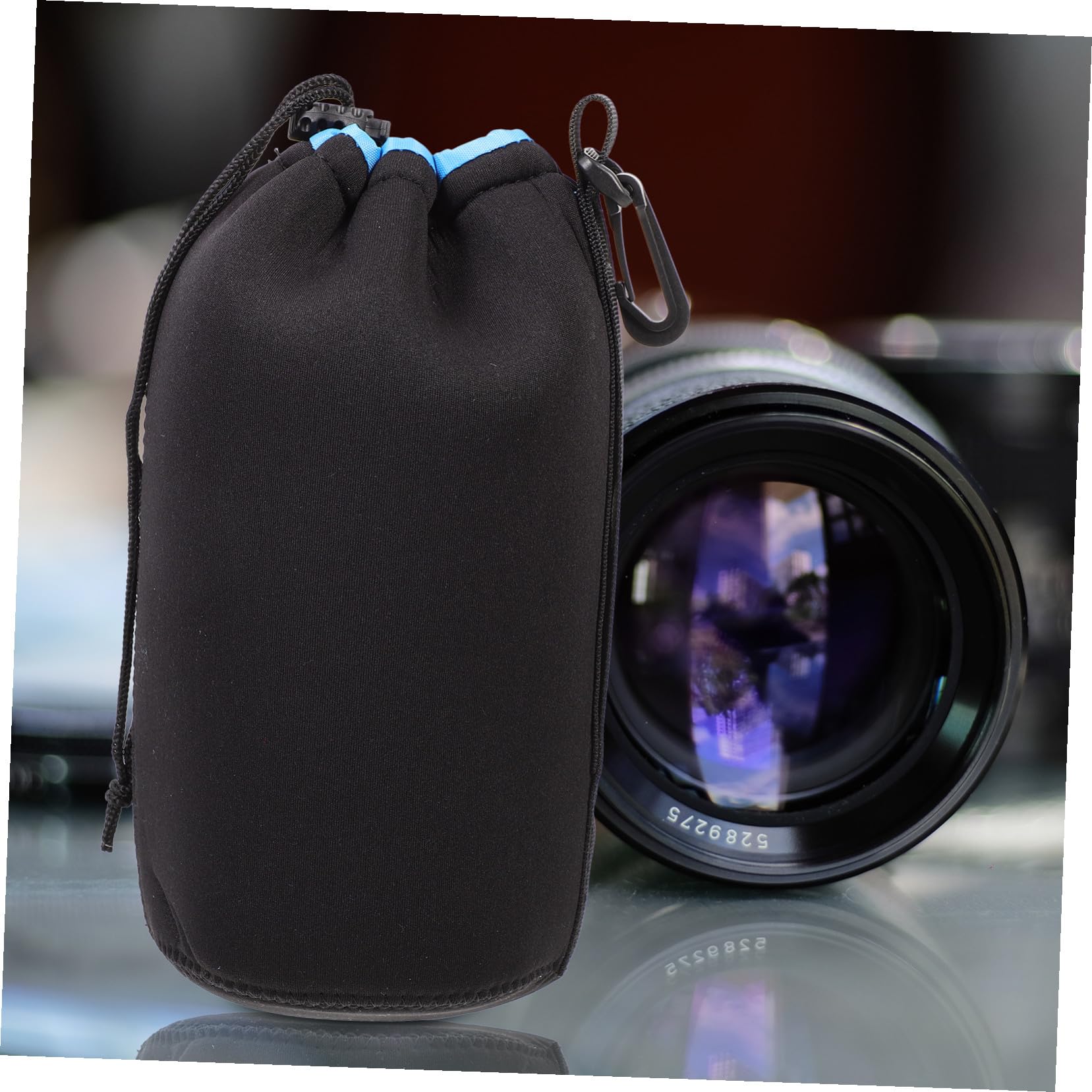 SEWACC 2 Series Funda para Lentes De Cámara De Neopreno De Unidades Diseño con Cierre Protección para Lentes DSLR Espejo Color Azul 4 Piezas*2