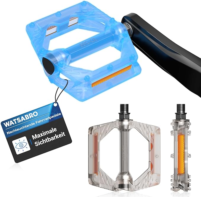WATSABRO Bicycle Pedals with Reflective Strips Enhance Safety