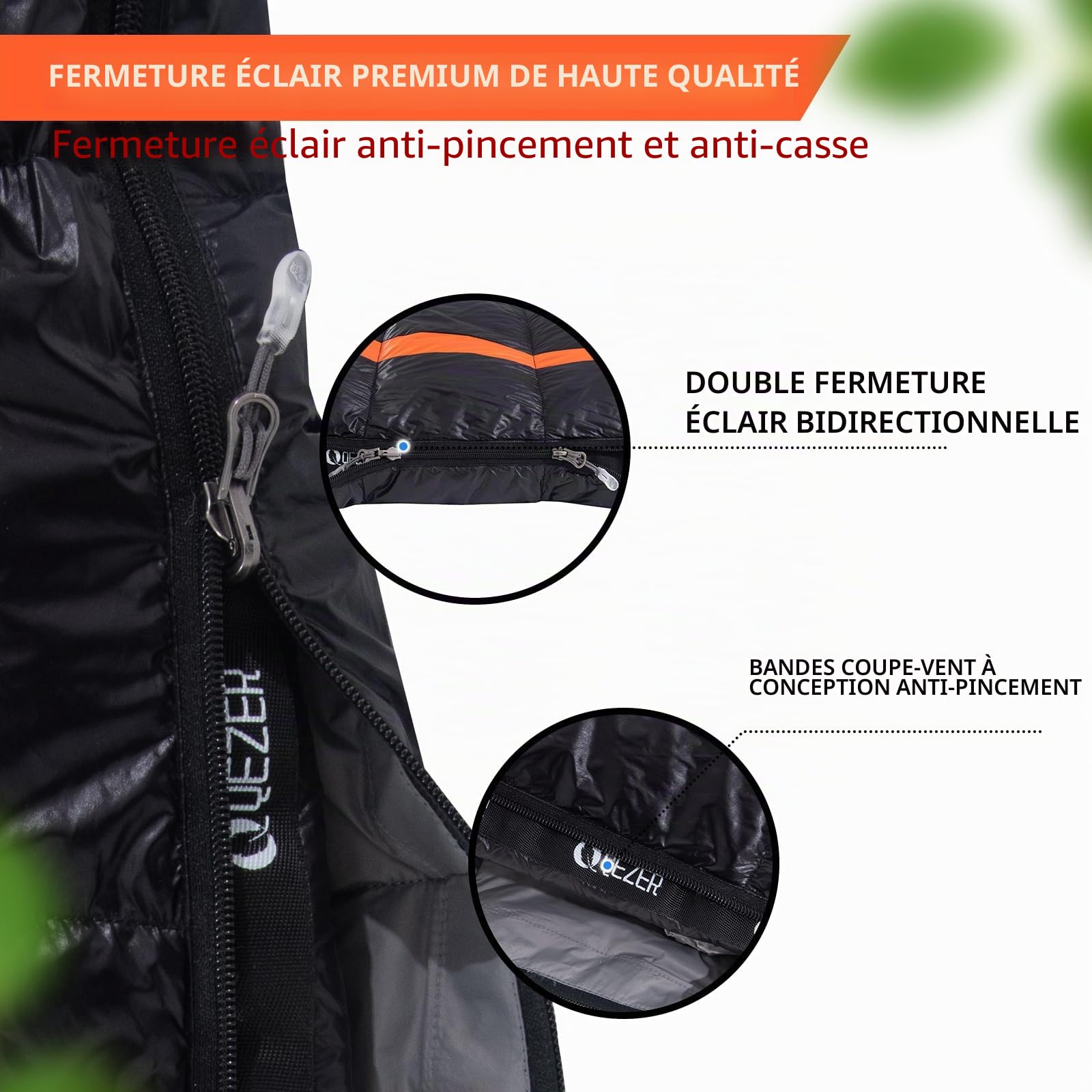 Sac de couchage en duvet ultraléger de -3 °C à 8 °C pour 4 saisons de camping, randonnée et plein air, garnissage 600 g de duvet de canard de qualité supérieure