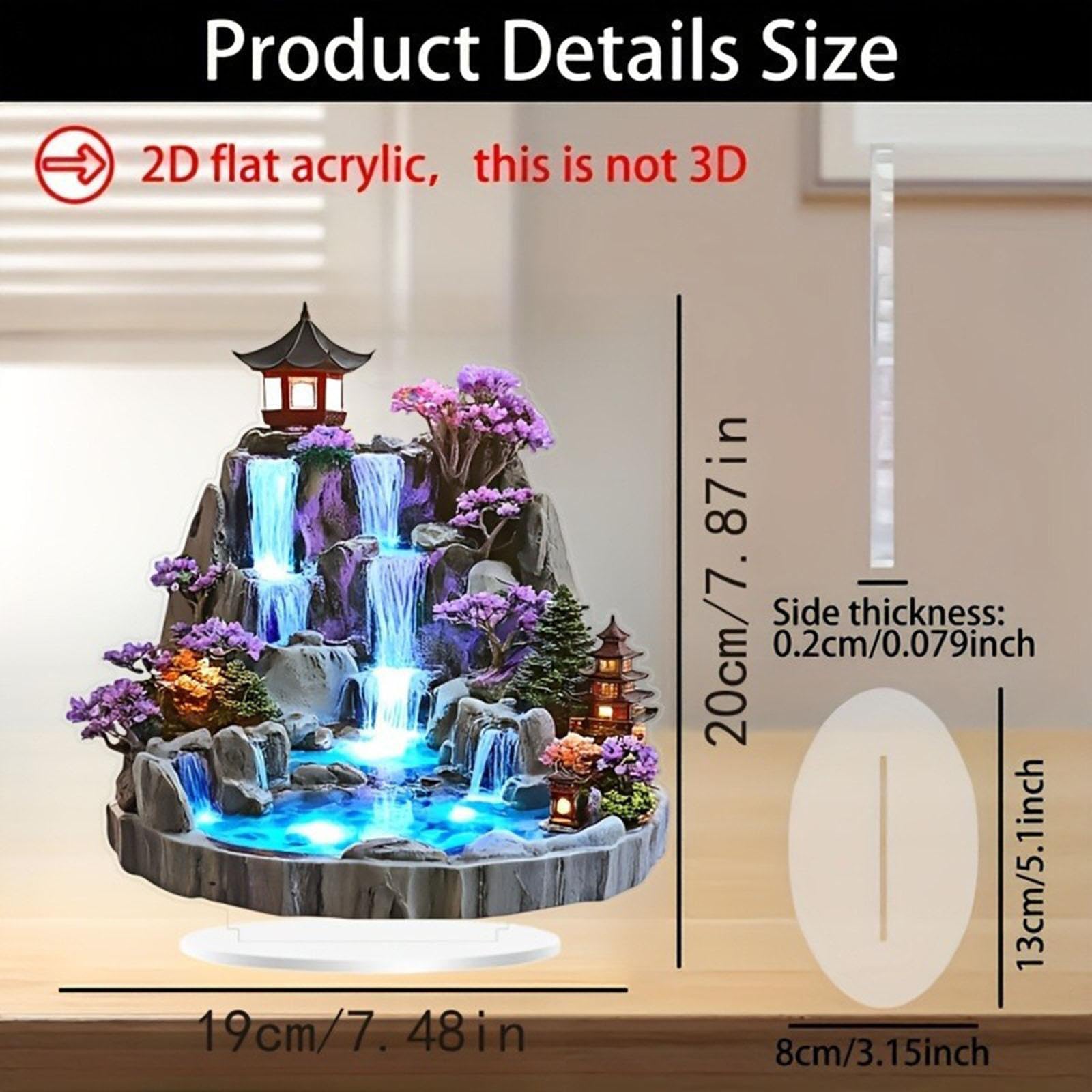 Fuente de Agua de Mesa 2D, decoración de Mesa, Letrero Decorativo de acrílico, Placa de Escritorio, Adorno para gabinete, Escritorio, Centro de Mesa