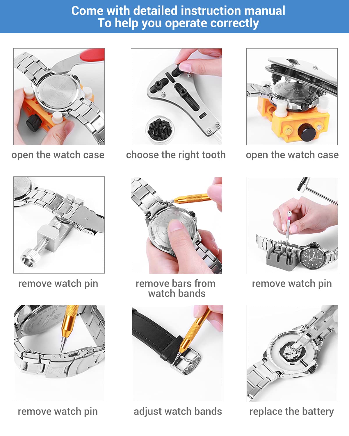 Watch Repair Kit, Ohuhu 174 PCS Watch Battery Replacement Tool Kit, Watch Link Removal Tool