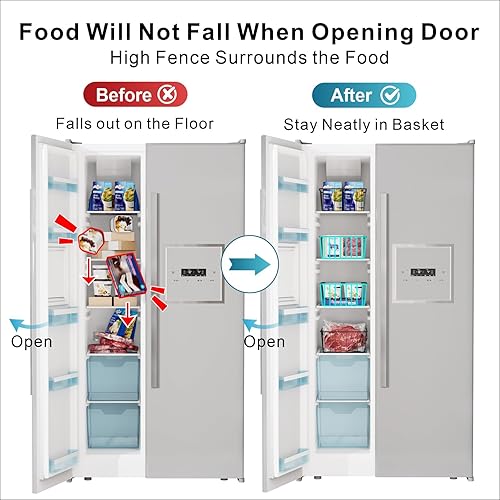 Miniatura 7 de iSPECLE Contenedores organizadores para congelador, paquete de 4 cestas organizadoras para congelador de 252627.428 pies cúbicos lado a lado con