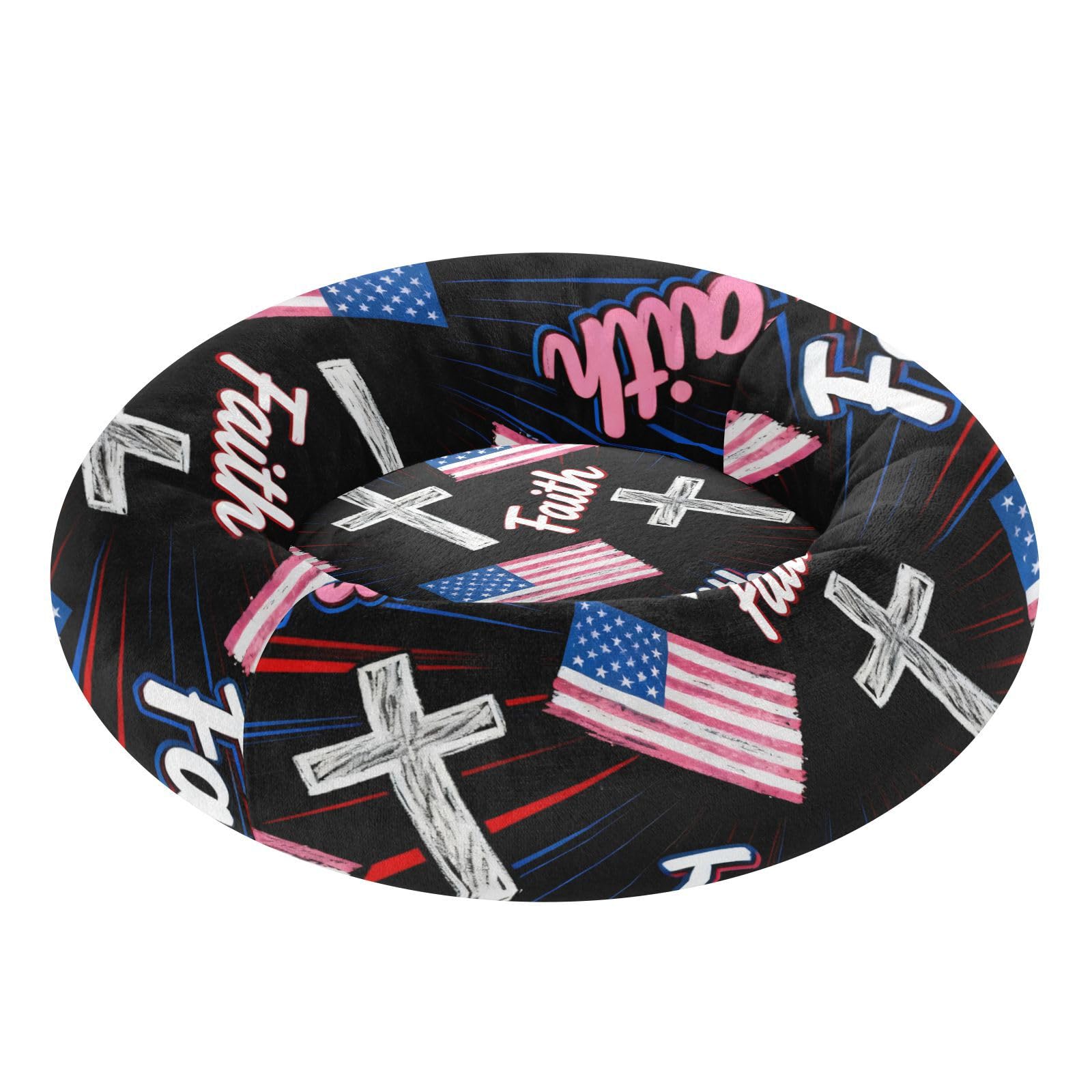 Lit antidérapant pour chien et chat Faith Flag étoiles du 4 juillet taille M