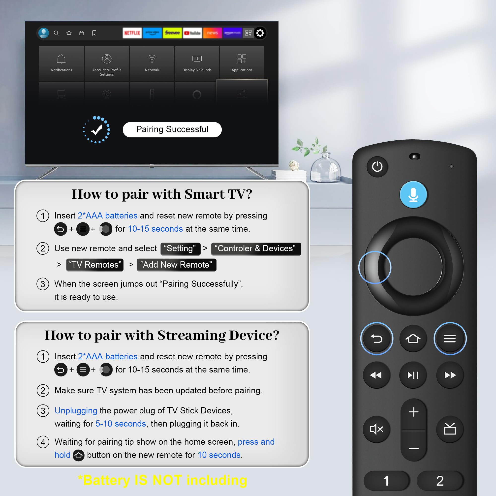 Zamienny pilot głosowy do wszystkich telewizorów Smart TV z serii Fire, TV Cube (1. / 2. generacji)/Stick, pasuje do Stick 4K Max/4K (1/2. generacji), Stick (2. generacji)/Lite/HD, do wszystkich serii