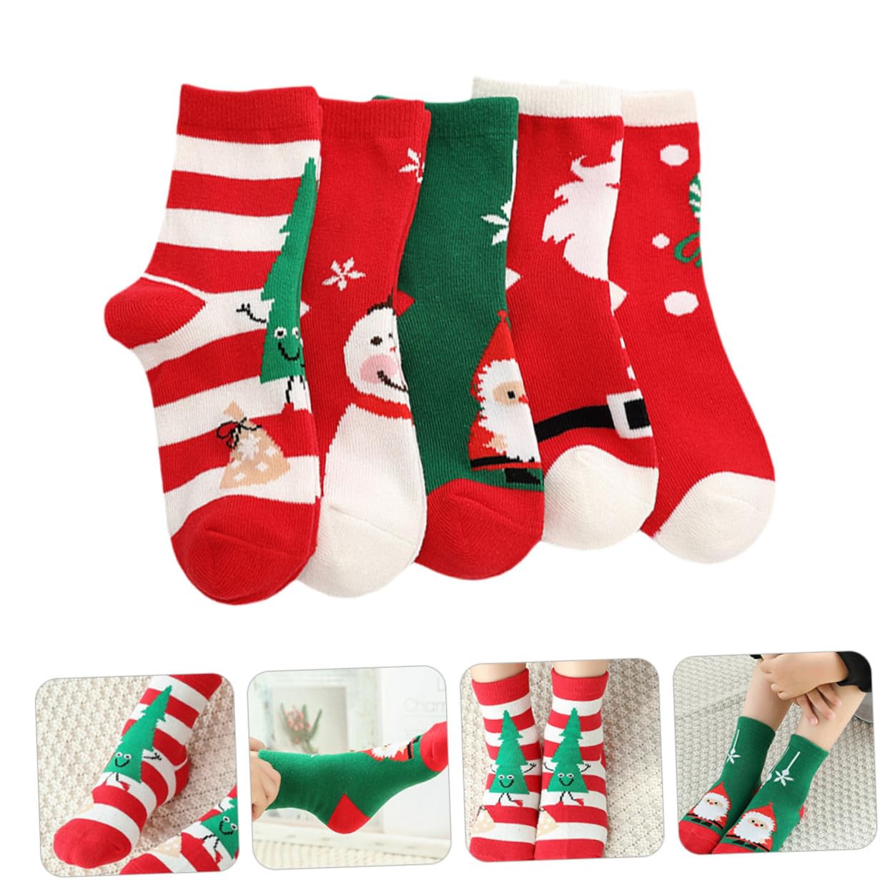 GALPADA Calcetines de Algodón para Calcetines de Navidad Medios Gruesos para Otoño Invierno Regalo Infantil