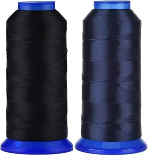 Selric [3000Yards/Black+Navy Blue] Pack of 2 UV Resistant High Strength Polyester Thread #69 T70 Size 210D/3 for Upholstery, Outdoor Market, Drapery, Beading, Purses, Leather