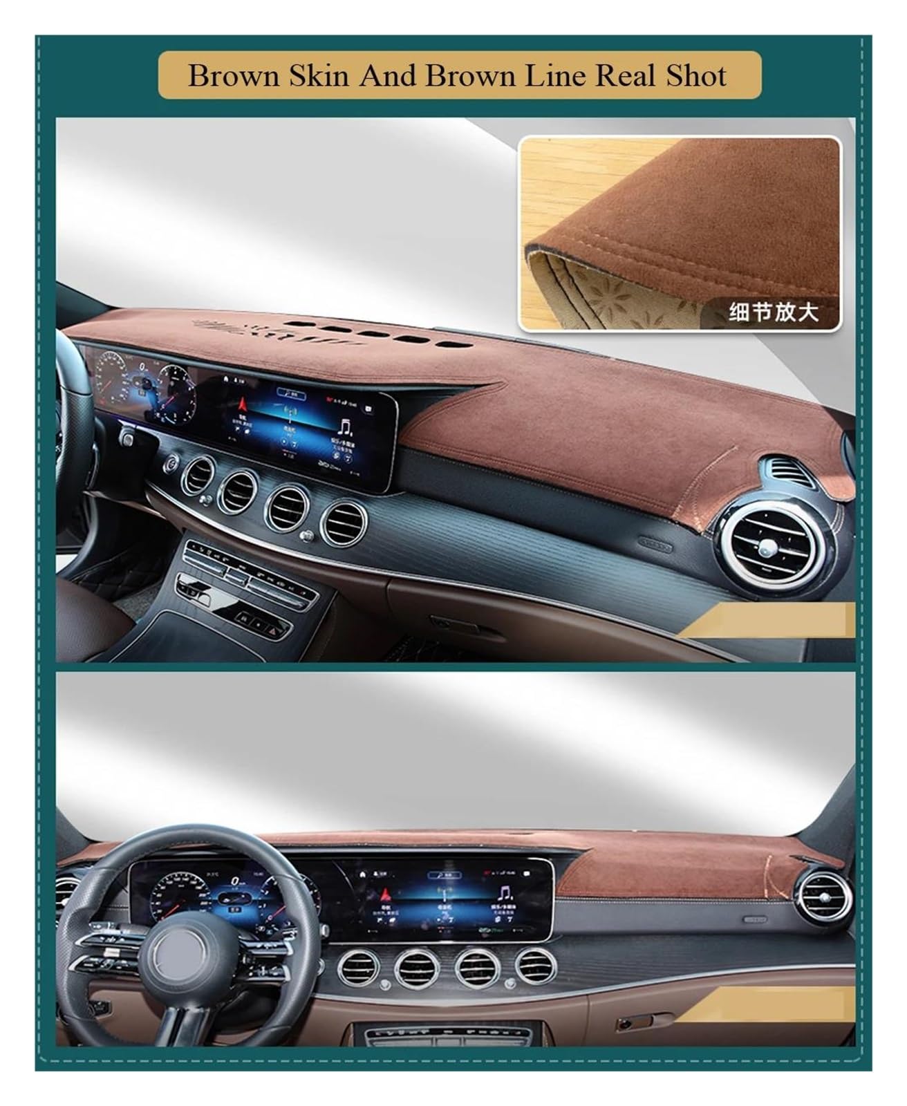Tapis Tableau Bord intérieur Voiture Tapis Tableau Bord en Cuir Suédé pour Toyota pour Alphard pour Vellfire 20 AH20 2008-2014 Accessoires Voiture Pare-Soleil(Brown6,LHD)