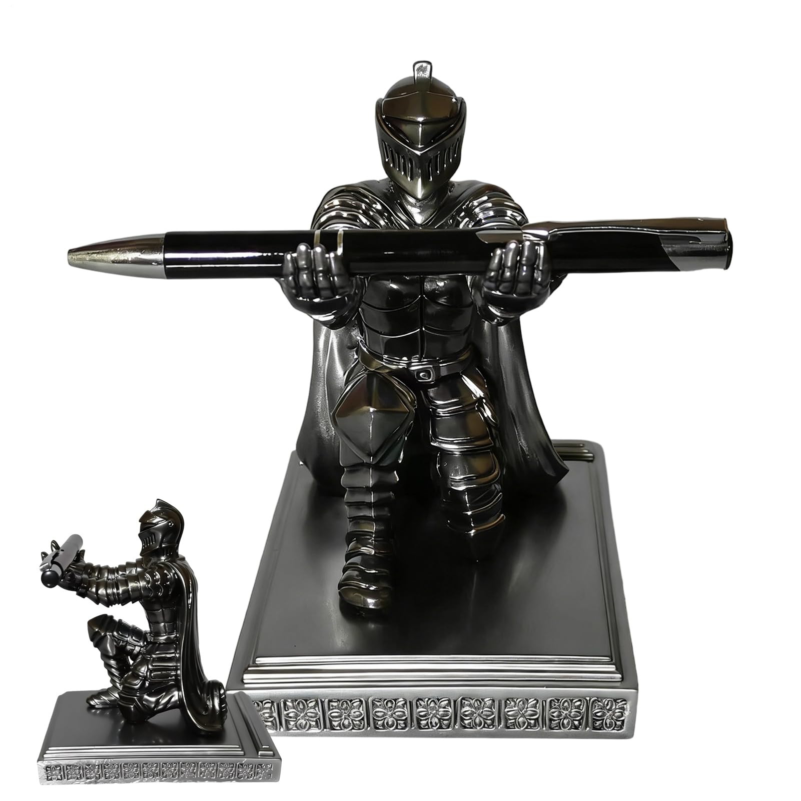 Porte-stylo chevalier décoratif robuste au design d'armure de haute qualité