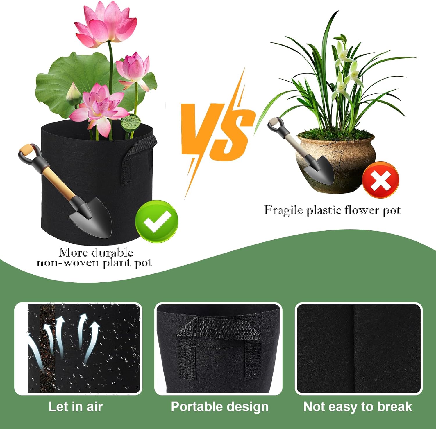 12Pcs Lily Plant Pots for Pond, Aquatic Pond Planter for Pond Durable Breathe Reusable Fabric Plant Bags for Aquatic Plants, Potato, Carrot, Onion, Flower (1 Gallon)