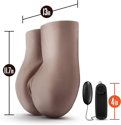 Miniatura 3 de Blush Fuck Me Deep - Masturbador realista de tamaño real de 10 libras de muñeca sexual marrón con coño y culo, textura acanalada, vibraciones