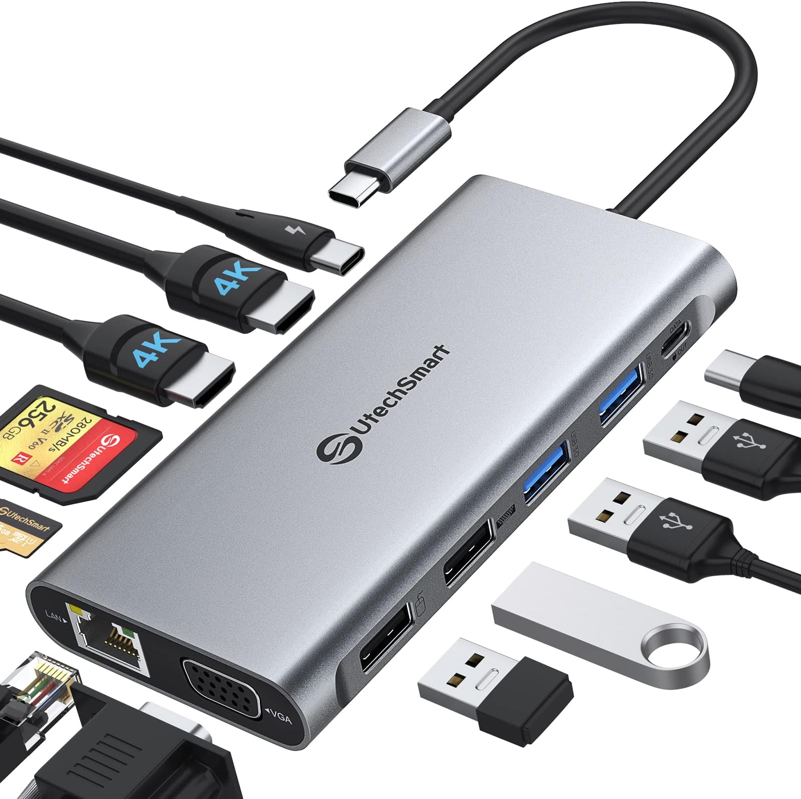 USB C Docking Station Triple Monitor - Universal Laptop Docking Station 12 in 1 for Thunderbolt 3/4, USB C Dock with USB 3.0 and 4K HDMI for MacBook Pro/Air/M1/M2 & Windows