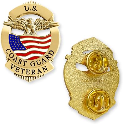 U.S. Coast Guard Veteran Pin - Patriotic Military Double Clutch Honor Lapel Pin - Uniform Insignia