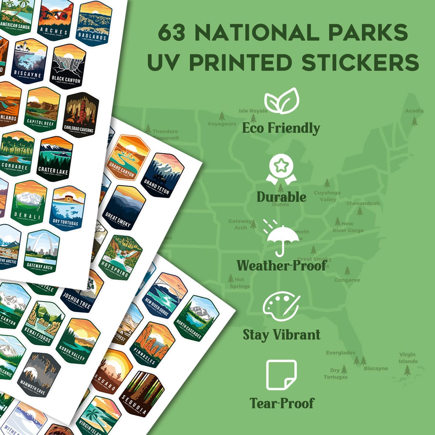 Nefeeko 32oz National Parks Water Bottle - Insulated Adventure Bottle with Waterproof Stickers | Leakproof Lid & Dual Straw/Spout | USA Bucket List Gift for Hikers, Camping & Outdoor Enthusiasts - Image 3