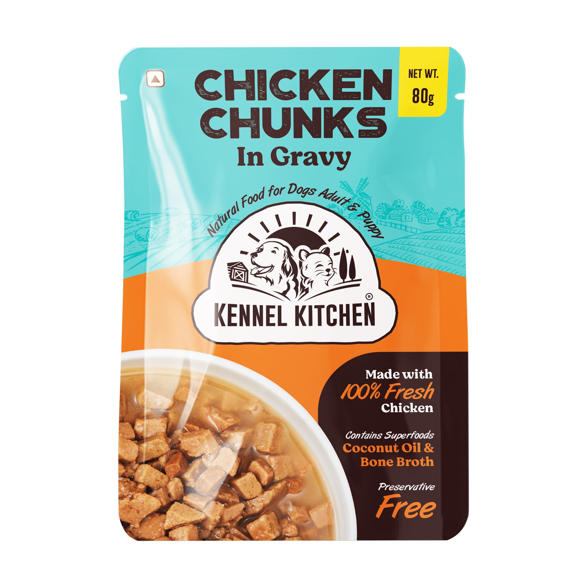 Wet Dog Food for Both Adult & Puppy Chicken Chunks in Gravy 70 Grams (24-Pack)