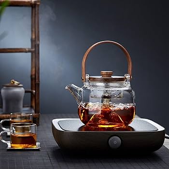 Amazon | ティーポット ガラス製 紅茶ポット 800ml 木製持ち手