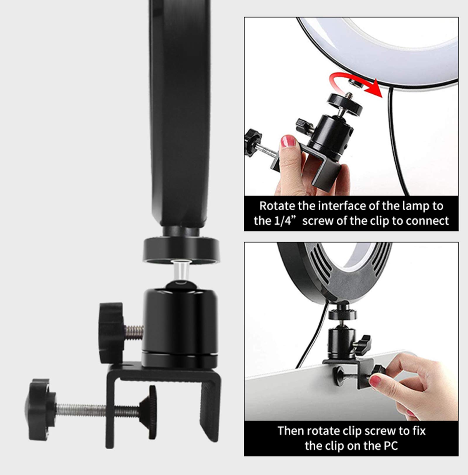 Luce ad Anello da 6" Luce per Selfie con Clip, Lampada Anulare Regolabile LED Ring Light 3 Farbe und 10 Helligkeitsstufen per Youtube,Trucco, Tik Tok, Fotografia