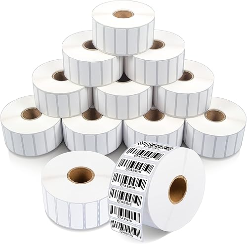 Aegis Adhesives - Etiquetas térmicas directas de 1.5 x 0.5 pulgadas, perforadas y compatibles con impresoras Rollo, Zebra y otras etiquetas de