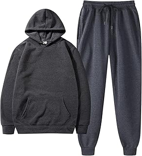 YHEGHT Conjunto masculino de manga comprida para corrida, conjunto de roupas de outono de cor sólida conjunto de moletom