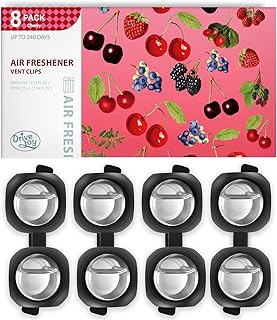 Car Air Freshener Vent Clips, 8 Pack, Provides Long-Lasting Scent, Up to 240 Days, Odor Eliminator (Cherry)