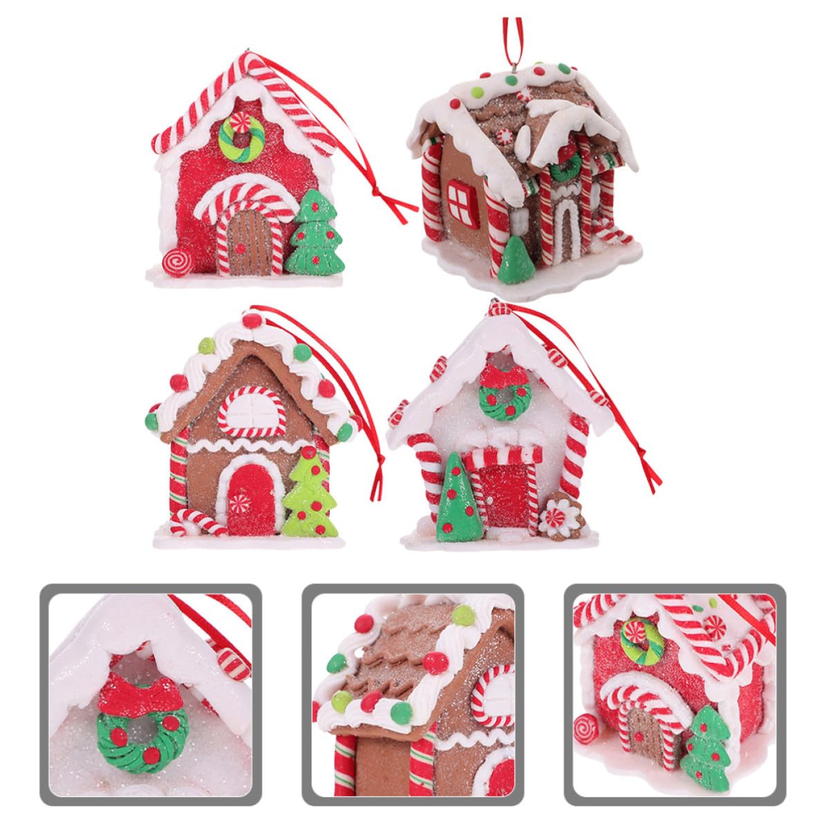 Toyvian 4 Piezas Navideña Adorno para Jengibre Casa Colgante de Árbol de