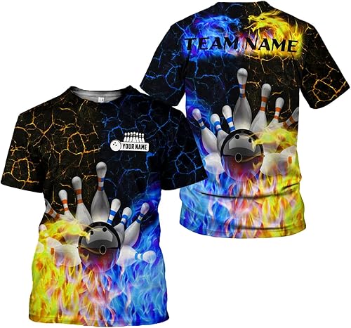 Miniatura 4 de Camisa de bolos personalizada, camisas con nombre personalizado, regalo para mujeres y hombres, mujeres, equipo de polo 3D, unisex, camiseta de