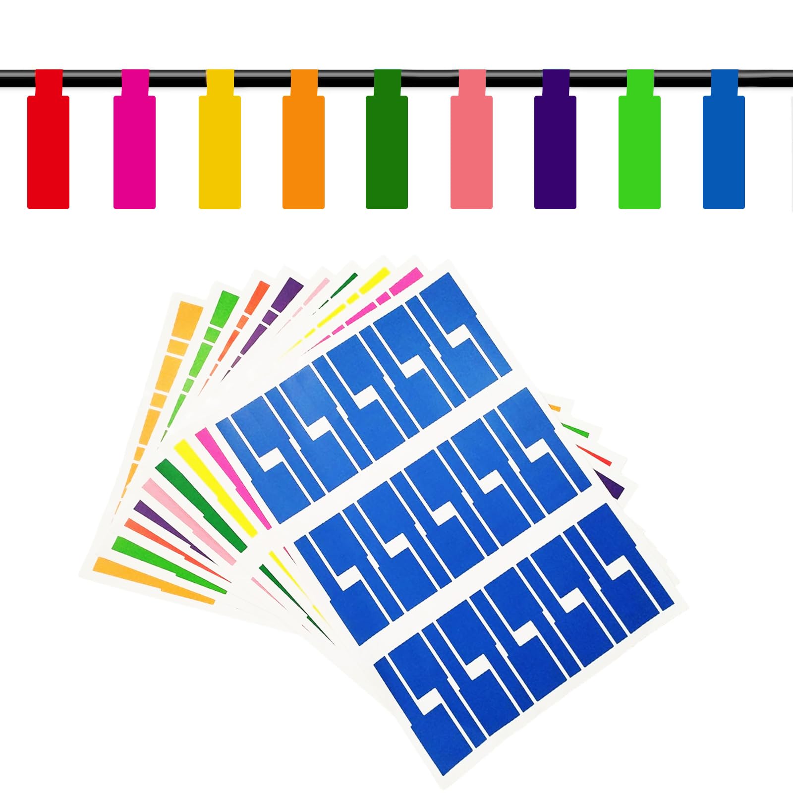 540 Piece Self Adhesive Cable Label Set 9 Assorted Random Colors for Electronics Network Office Organization Printer Compatible