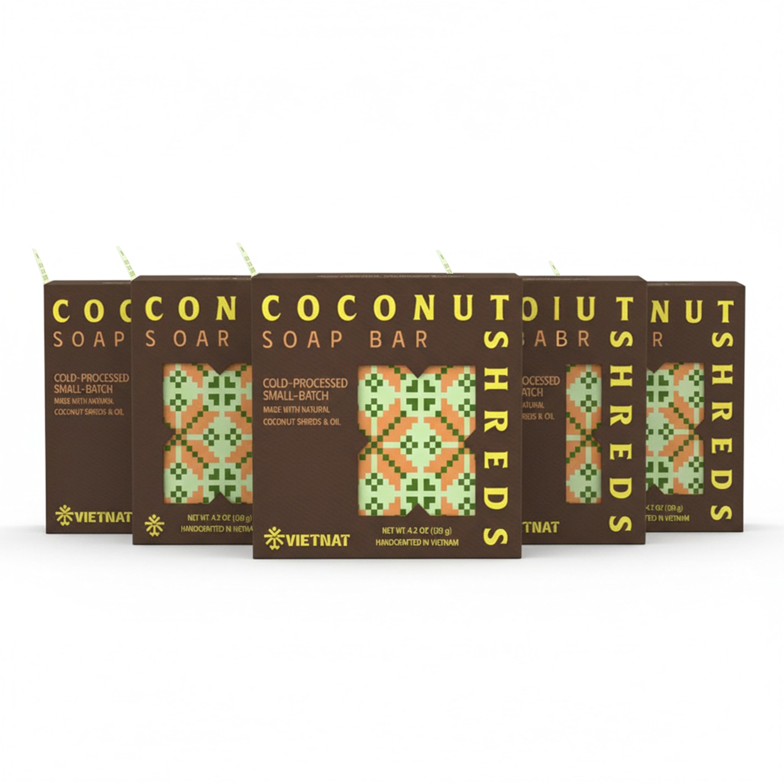 Coconut Shreds Soap Bar Pack of 5 Exfoliating Moisturizing 2-in-1 Body Soap Cold Process Handmade Bar with Coconut