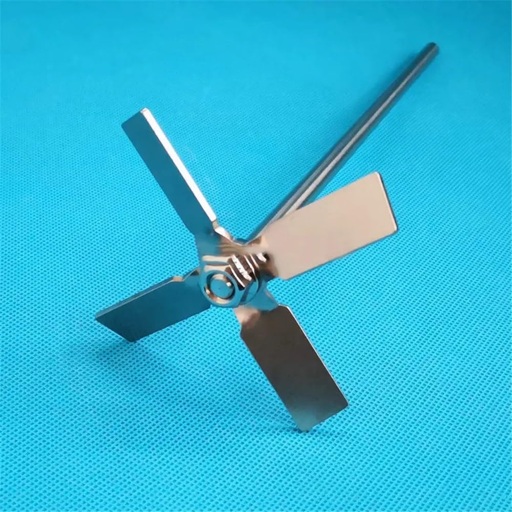 1set Labor Edelstahl Vier-blatt Paddel Rührer Klinge Mit Rühren Stange(10cm blade with rod)