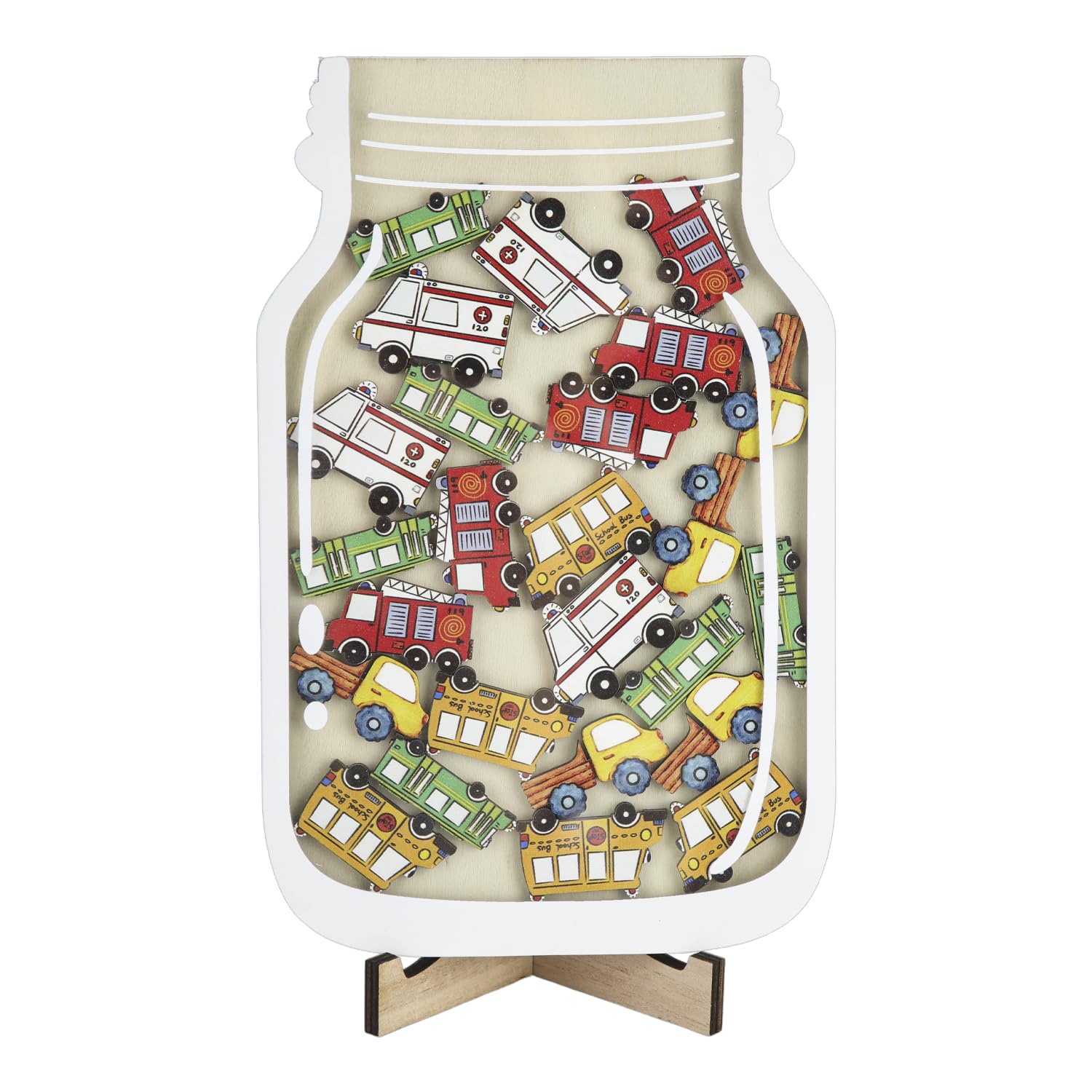 Reward Jars for Children, Wooden Reward Pot with 25pcs Car Tokens, Motivate Good Behaviour Reward Jar System for Kids Home School Classroom
