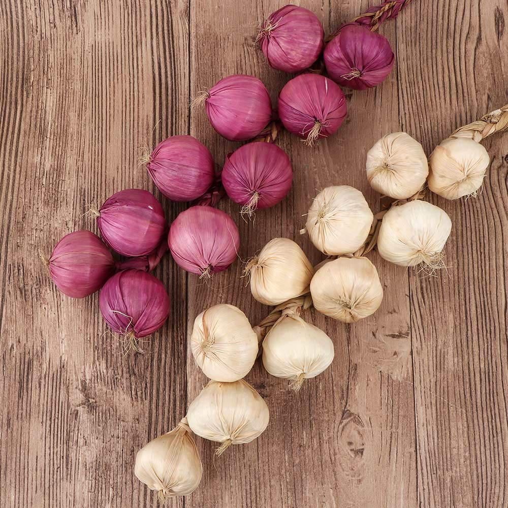 EdricShop Simulation Foam Vegetables Artificial Garlic Fake Onion Hanging Vegetables String Home Decoration Photography Props 10Pcs/String - (Color: Purple)