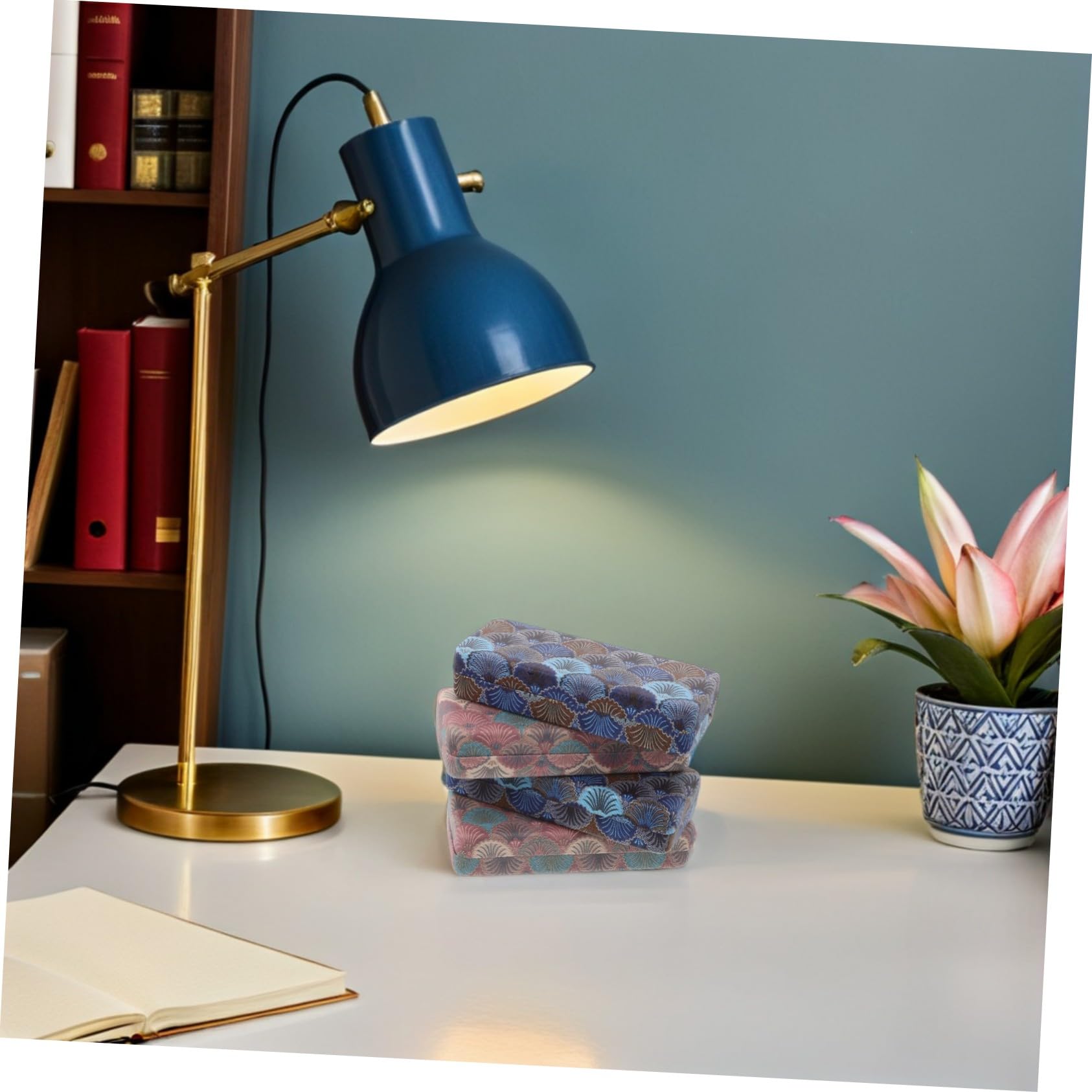 Hohopeti 4pezzi Scatola Rigida per Occhiali da Sole Custodia Organizer Portatile per Occhiali Scatola in Metallo Design Quadri per Viaggi e Uso Quotidiano per Donne e Uomini