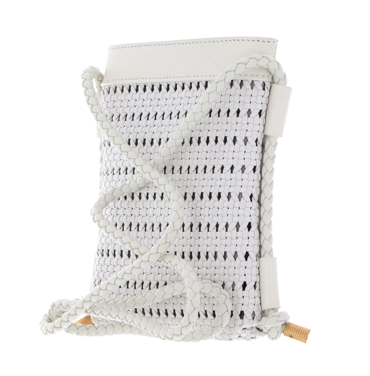Coccinelle Leder Handytasche I-Tech Phone Holder Woven White/White weiß