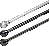 Vista 5 de Yaxa Basics - Barras ajustables para cortinas para ventanas, con remates redondos, barra de 1 pulgada, de 36" a 72", color negro, paquete de 1