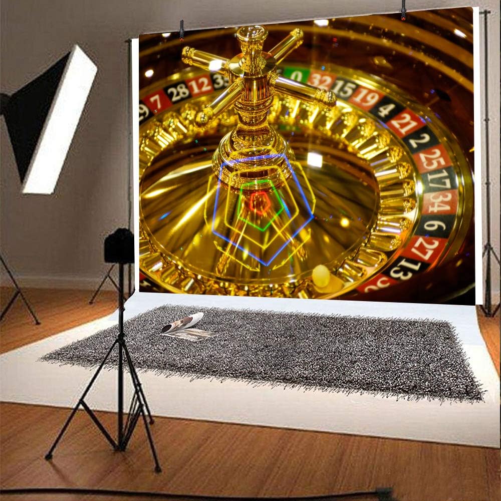 Exсluѕіvе Dіѕсоunt 80% оƒƒеr Las Vegas Casino Backdrop 10x7ft Shining Spinning Golden Casino Roulette Gambling Photography Background Themed Party Decorations Photo Video Backdrops LEB089