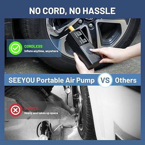 Miniatura 6 de Inflador de neumáticos, juego de compresor de aire portátil, actualización de 20000 mAh, inflado 3 veces más rápido, bomba de aire inalámbrica de