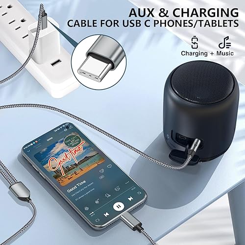 Miniatura 3 de Cable auxiliar USB C a 0.138 in con cargador, 2 en 1 USB tipo C a 0.138 in cable auxiliar estéreo de automóvil con PD 18W USB C cable de carga