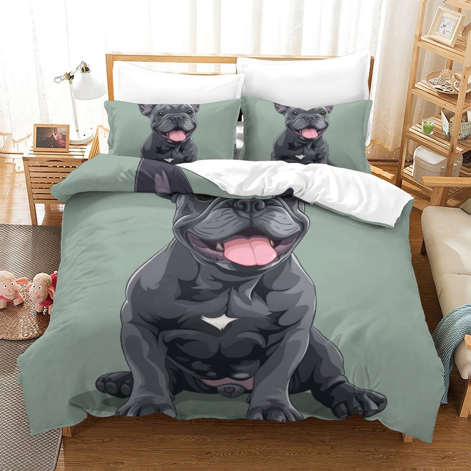 Housse de couette Bouledogue Français respirante et douce