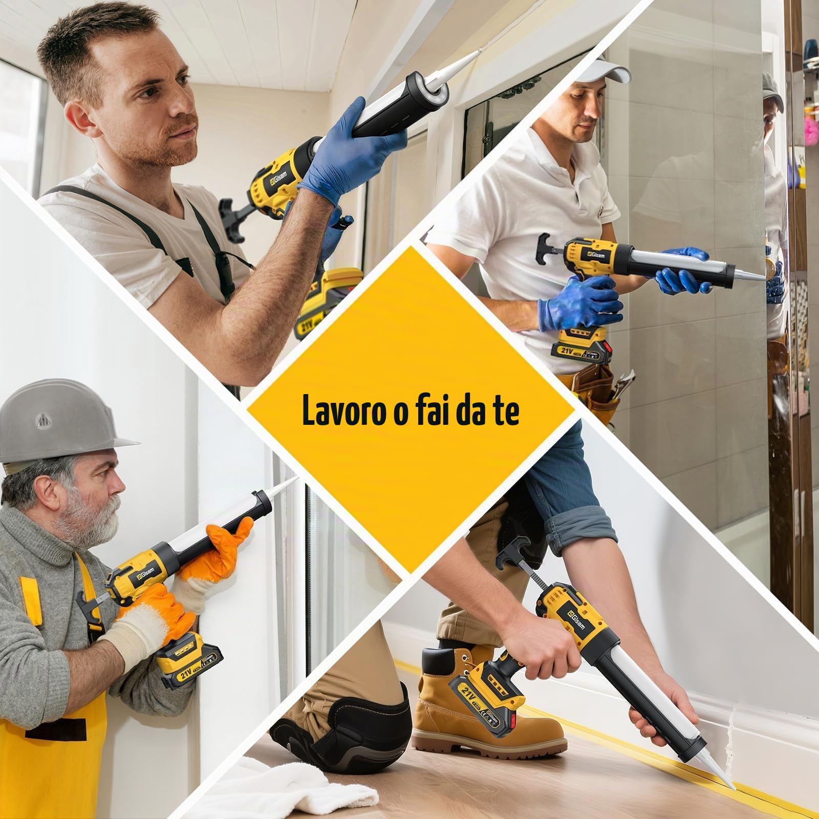 Pistola a cartuccia senza fili con 2 x 2000 mAh Batteria, Pressione Max 4000 N, per cartucce da 310 ml, 6 velocità, pistola in silicone elettrica per sigillatura, riempimento professionale