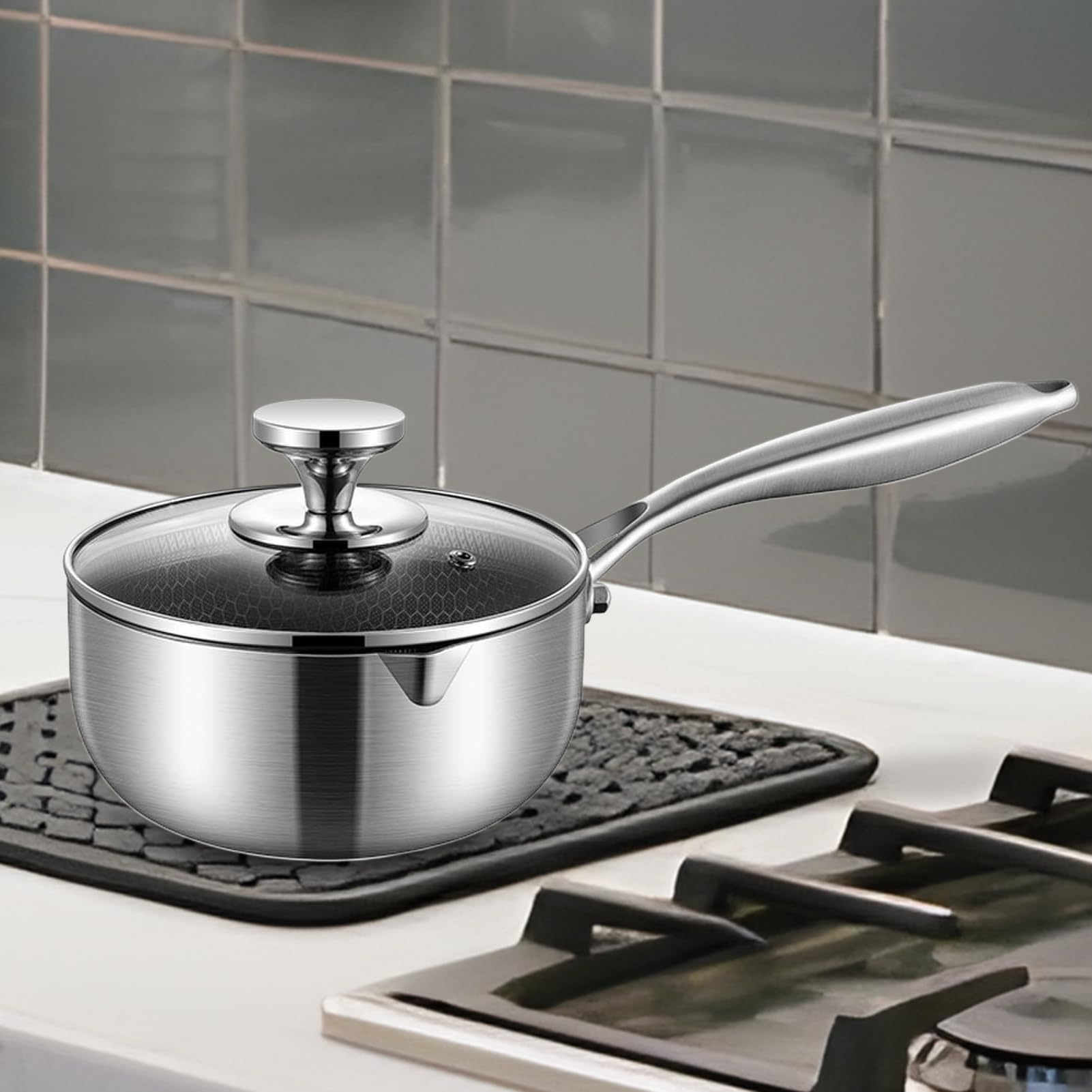 Olla Lechera De Acero Inoxidable Antiaderente, Anticorrosivo, Fácil de, | Olla para Salsas Utensilio Para Servir, Hornear, Comida Infantil, Desayuno, Cocina, Hogar, Cafetería