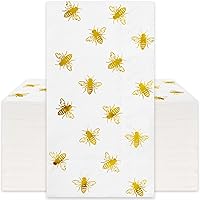 Vista 1 de Whaline 100 servilletas desechables de abeja de papel dorado de abejorro de abejorro, servilletas desechables de primavera y verano para cena