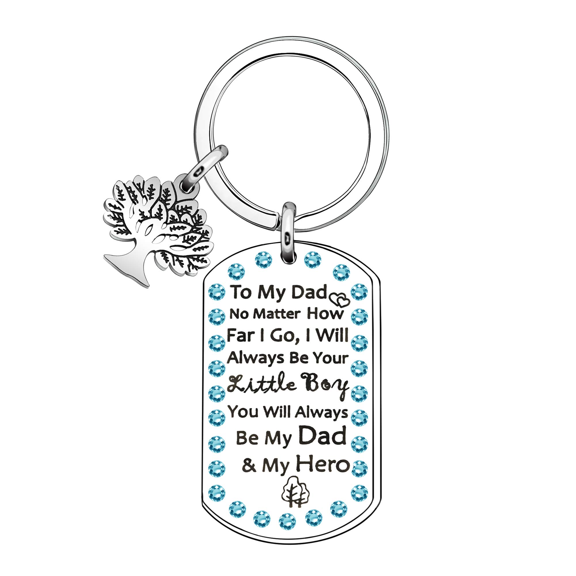 KTENME To My Dad Keychain Rings Dog Tag Keyring Daddy Son Daughter Family Tree Key Chain Tag Special Rhinestone Embed (Daddy Son)