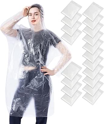 Chubasqueros Desechables SmileLucky - 50/100 Unidades, Ponchos Impermeables Con Capucha, Talla única Adulto