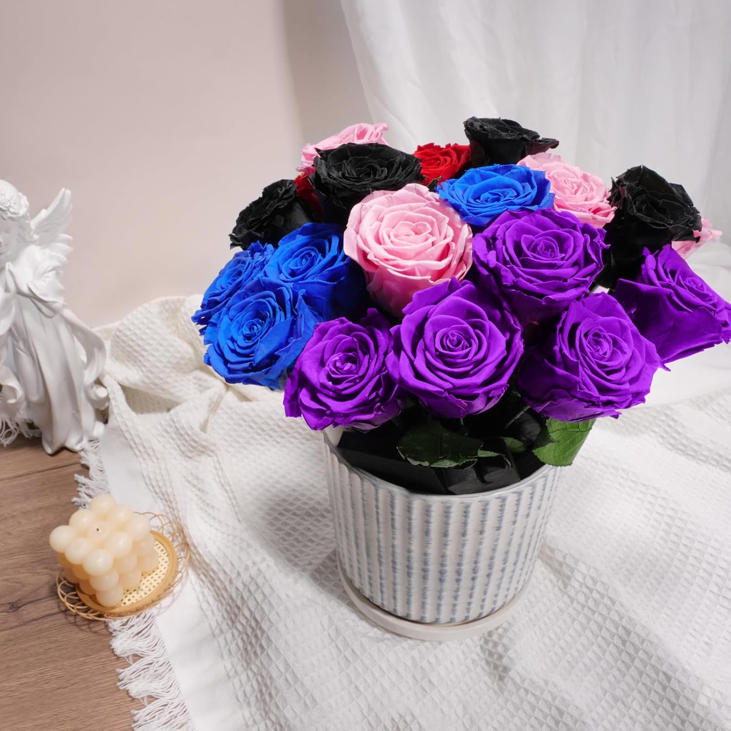 Yamonic Preserved Flowers Rose Gifts for Mom Grandma, Mom Birthday Gifts for Women, Mothers Day Real Flower Rose Gifts for Mom,Her,Wife,Girlfriend on Christmas,Valentine's Day,Anniversary(5 Rose) - Image 3