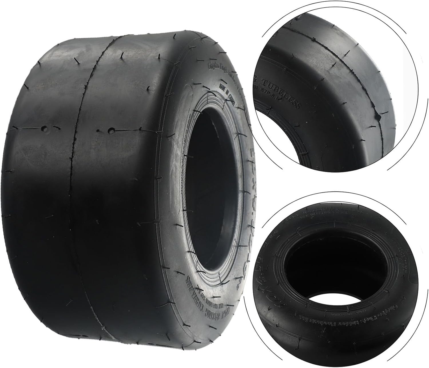 Go Kart Racing Tires 10x4.50-5 Front and 11x7.10-5 Rear Tubeless Rubber Tyres Wear-Resistant for Karting Upgrade Replacement(10x4.50-5)